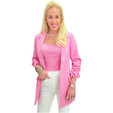 Pink Cinched 3/4 Sleeve Annise Blazer + Optional Belt