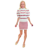 Red & Ivory Stripe Knit Jacks Skirt