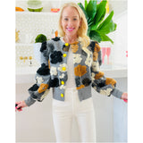 Neon Button Knit & Sherpa Floral Ella Jackets