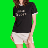 Black Bejeweled Saint Tropez Top