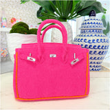 12” Hot Pink + Orange Trim Terry Seychelles Tote