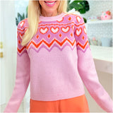 Pink Orange Hearts Rhonda Sweater