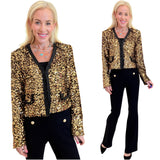 Black & Gold Rope Trimmed Sequin Monte Carlo Jacket