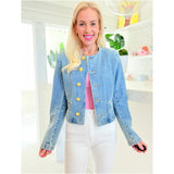 Gold Button Spring Weight Medium Wash Denim Miriam Jacket