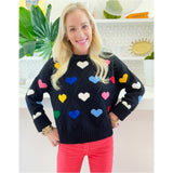 Multicolor Hearts Fine Marino Wool Hearts Sweater