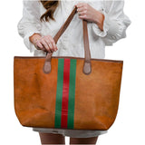 (7 Colors) Handmade Grain Leather & Brazilian Cowhide Tote with Metal Feet