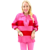 Pink & Red Collared Britton Sweater