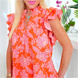 Lavender & Orange Floral Cotton Elsie Top