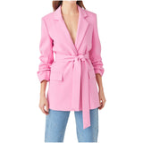 Pink Cinched 3/4 Sleeve Annise Blazer + Optional Belt