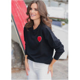 Black Embroidered Heart You Sweatshirt