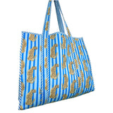 (13 Colors) Quilted Block Print Tote Bags