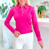 Pink Scalloped Knit Pina Top