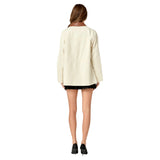 Ivory + Brown Leather Collar
Ansley Jacket with Adjustable Cinch Waist