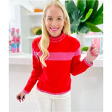 Pink & Red Mock Neck Betty Sweater