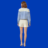 Navy, Cobalt & White Spring Stripes Azalea Cardigan (Preorder)