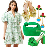 Green Toile Francine Dress