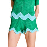 Green Scalloped Knit Della Short Set (sold separately)