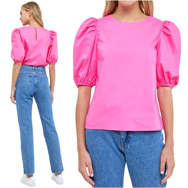Pink Poplin Ollie Top with Keyhole Back - James Ascher Pink Poplin Ollie Top with Keyhole Back - James Ascher