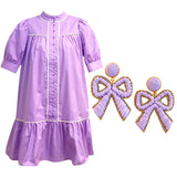 Lavender Piped Henley Dress