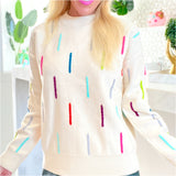 Ivory Confetti Embroidered Lottie Sweater