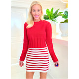 Red & Ivory Knit Jacks Skirt