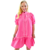 Pink Piped Henley Dress