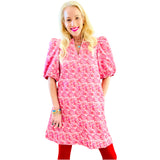 Pink Puff Sleeve Annabelle Dress