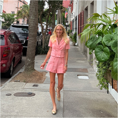 Coral Pink Tweed Darcy Short Set (sold separately)
