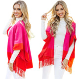 Pink & Orange Soft Knit Maddox Poncho Cardigan
