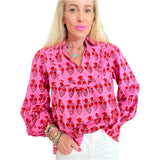 Pink & Red Ruffle Trim Cotton Hoppy Top