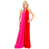 Pink & Red Sabrina Halter Dress w/ Open Back