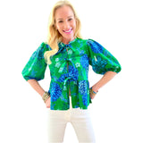 Green Bow Front Cellie Top