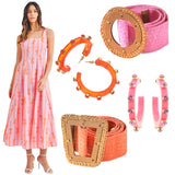 Pink & Orange Bow Print Hampton Maxi Dress with Smocked Back