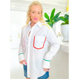 Rainbow Color Block Button Down Gracie Top