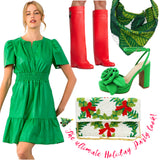 Happy Green Vegan Leather Ruffle Hem Rocha Dress