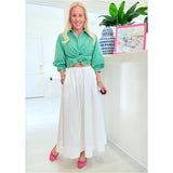 White Cotton Rosa Maxi Skirt w/ Pockets