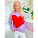 Lilac & Orange Heart Sweater