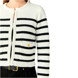 Off White & Black Knit Havens Cardigan Jacket