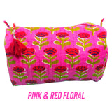 (13 colors) Quilted Block Print Large Cosmetic Bags