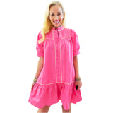 Pink Piped Henley Dress