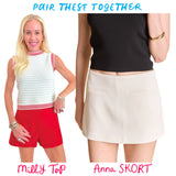 Off White Textured Anna SKORT