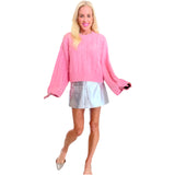 Pink Cable Knit Swing Sleeve Moira Sweater