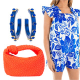 Blue Tropical Floral Cotton Holden Short Set (sold together)