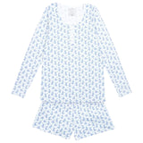 Pima Cotton Blue Bunny Pajama Short Set