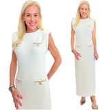 Ivory Gold Detail Knit Carrie Maxi Dress