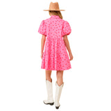 Pink & Red Denim Hearts on Fire Dress