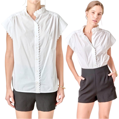 Ric Rac Trim Button Front Freida Top
