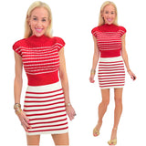 Red & Ivory Stripe Knit Jacks Skirt