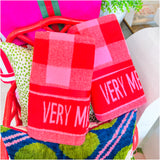 Pink & Red “Very Merry” Cozy Throw Blanket