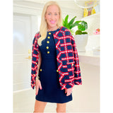 Navy & Red Boucle Tweed Soraya Jacket & Skirt (sold separately)